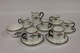 A fourteen piece Art Deco Chelson China coffee set. (14) Good condition, comprises sugar basin, milk