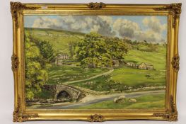 T. l. Kerkham : A Yorkshire farm landscape, oil on canvas, signed, 60 cm x 91 cm, together with