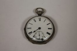A silver pocket watch, Birmingham 1875. One hand has come loose but otherwise in fair condition.