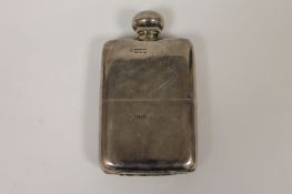 A silver hip flask, London 1915. Bearing the emblem of the Royal Regiment of Ireland, gross weight
