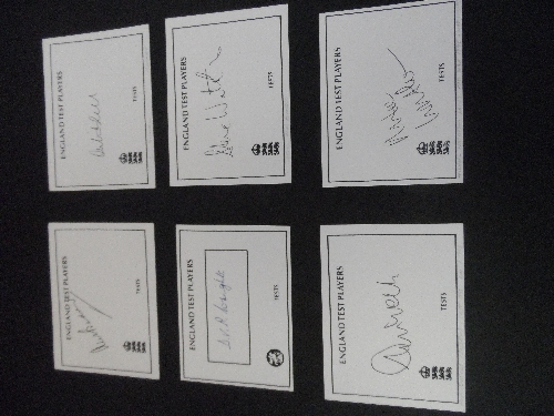 CRICKET, signed white cards, England Test Players, inc. Alec Bedser, Bicknell, Gallian, Ben