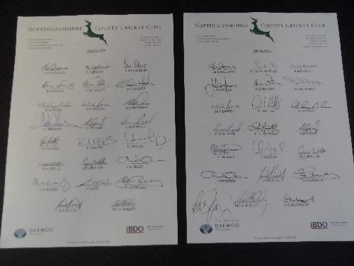 CRICKET, signed team sheets, Nottinghamshire, inc. 1999, 2000 (2, with & without Shoaib Akhtar) &