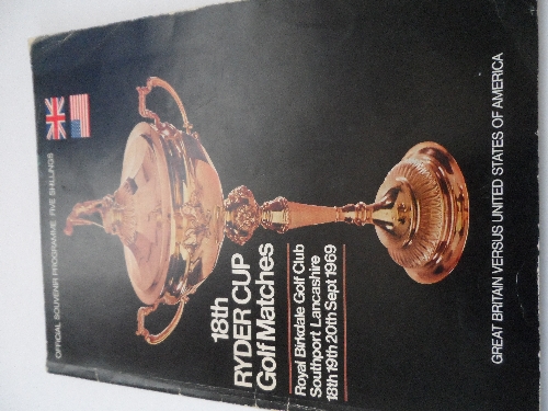 GOLF, programme for the 1969 Ryder Cup, played at Royal Birkdale, slight scuff to spine and edges of