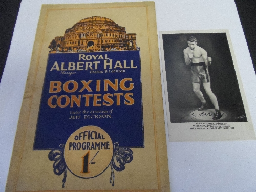 BOXING, Len Harvey selection, inc. programme for fight v Petersen, 30th Nov 1933, at Royal Albert