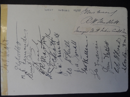 CRICKET, signed album page (3.75 x 4.5) by 1928 West Indies, complete, fifteen signatures in ink,