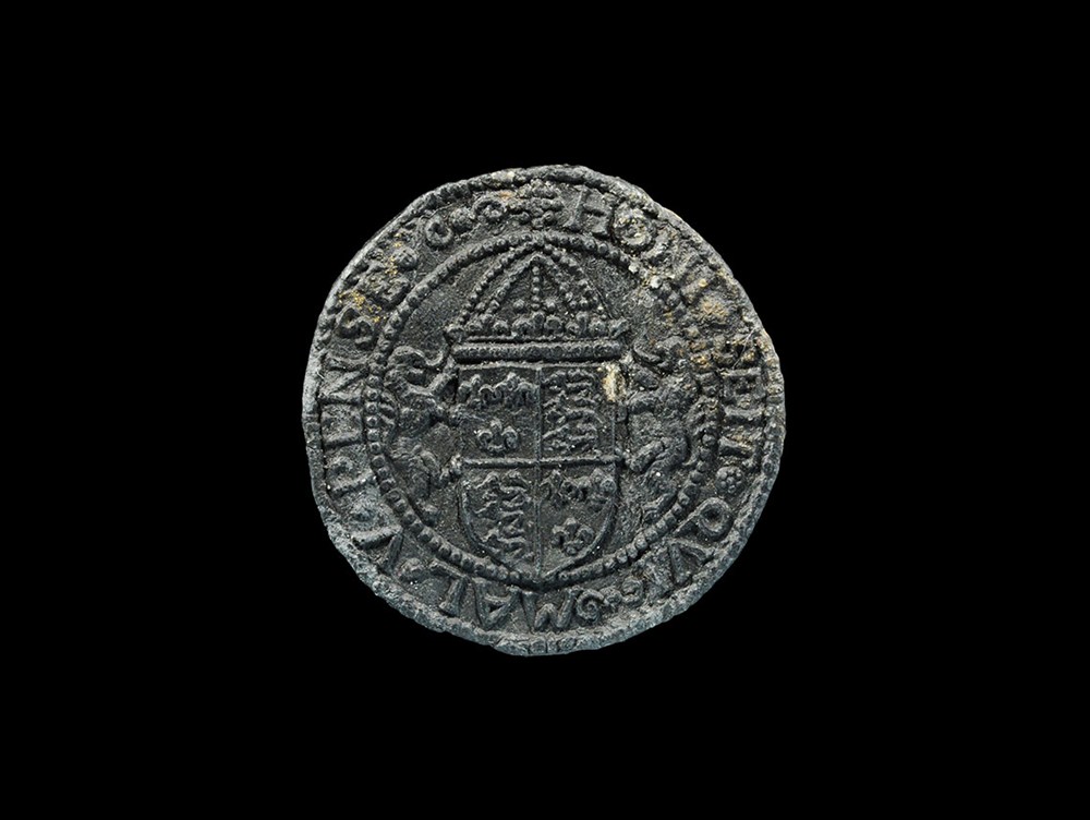 Post Medieval Tudor Lead Heraldic Plaque 16th century AD . A discoid plaque featuring the royal