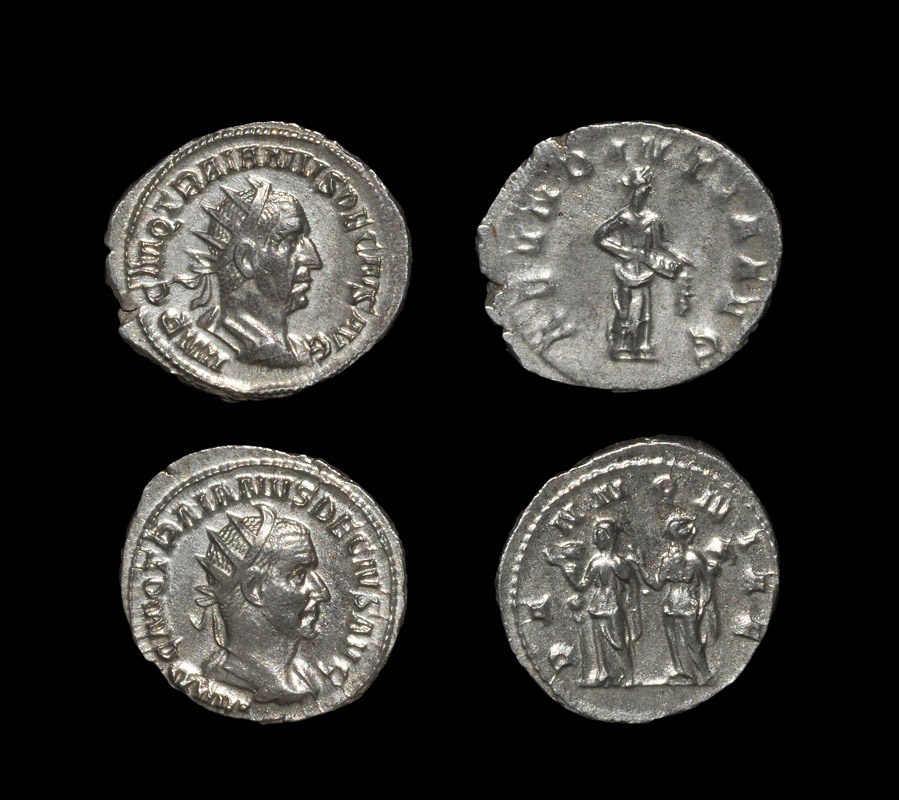 Roman Trajan Decius - Antoninianii [2] 249-251 AD, Rome mint. Revs: Abundantia and the two