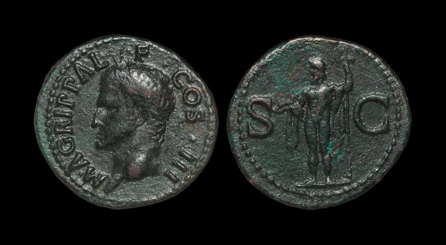 Roman Agrippa - Neptune As Struck under Caligula, 37-41 AD, Rome mint. Obv: M AGRIPPA L F COS III
