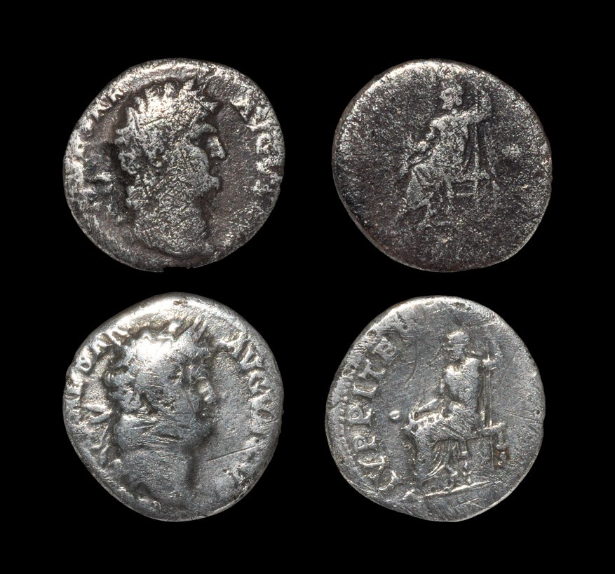 Roman Nero - Jupiter Denarii [2] 54-68 AD. Revs: IVPPITER CVSTOS legend with Jupiter seated left,
