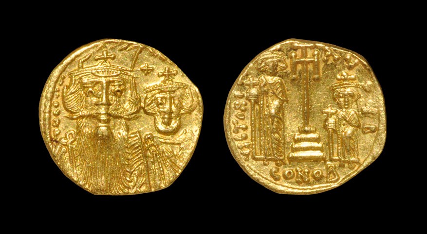 Byzantine Constans II and Constantine IV - Victory Gold Solidus 641-668 AD. Constantinople mint.