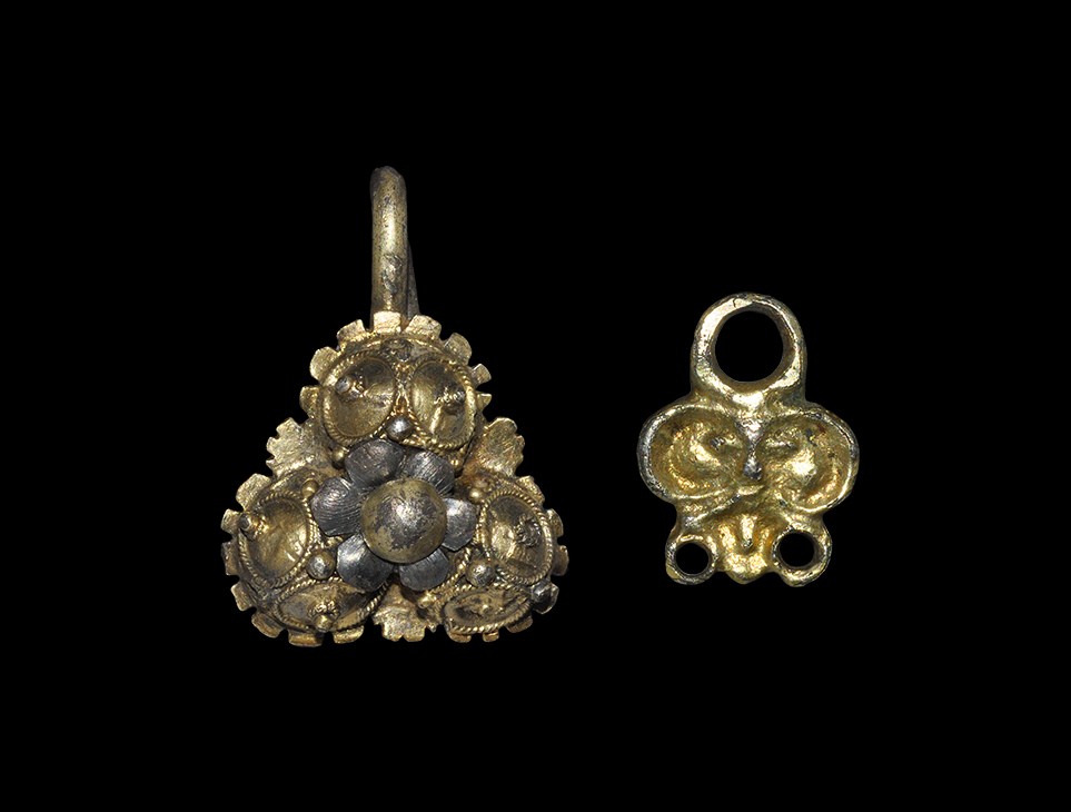Post Medieval Tudor Silver-Gilt Dress Fastener and Eye Group 16th century AD . A mixed group of