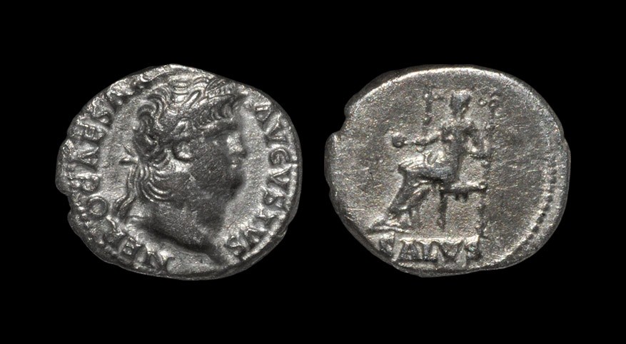 Roman Nero - Salvs Denarius 65-66 AD, Rome mint. Obv: NERO CAESAR AVGVSTVS legend with laureate