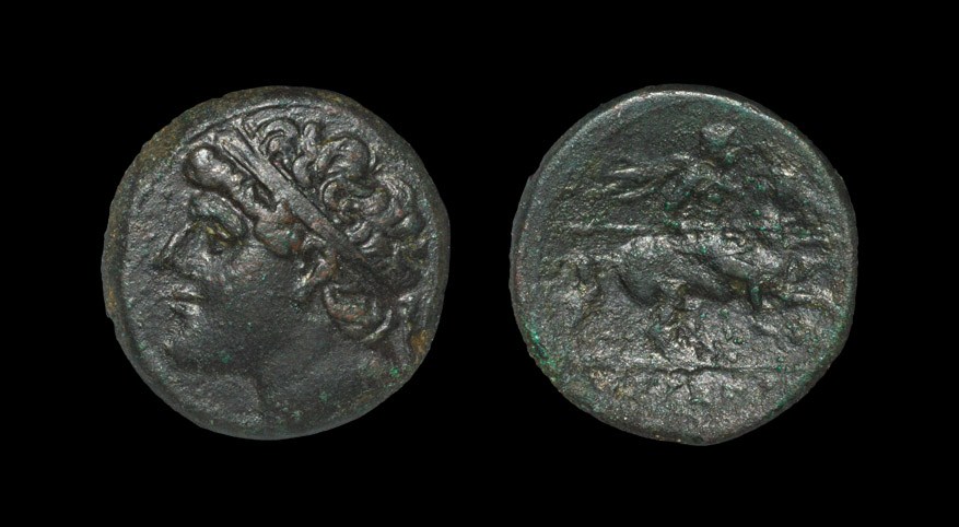 Greek Syracuse - Hieronn II - Portrait Aes 274-216 BC. Obv: diademed head of Hieron II left. Rev: