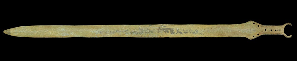 Bronze Age European Bronze Narrow-Bladed Sword 1200-900 BC . A cast sword with integral grip; the