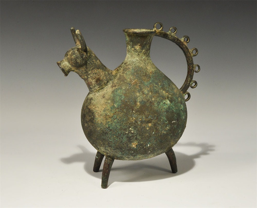 Islamic Bronze Bull Vessel Seljuk Empire, 11th-14th century AD . A bulbous cast vessel with