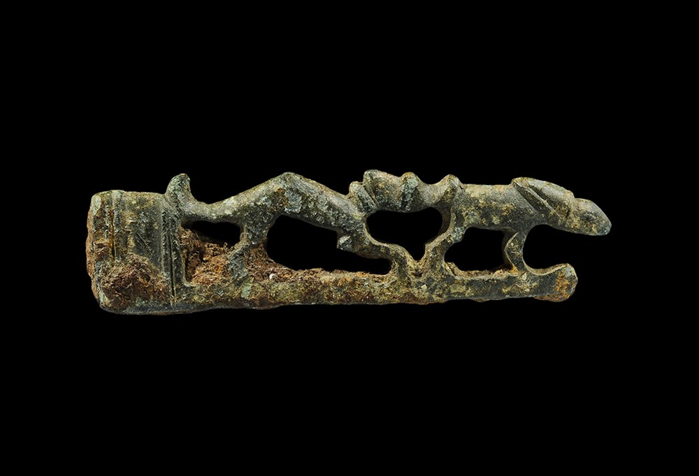 Roman Bronze Openwork Folding Knife 2nd-3rd century AD . A folding knife with cast bronze openwork