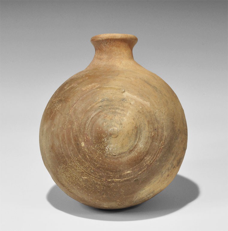 Near Eastern Iron Age Ceramic Costrel 1st millennium AD . A terracotta costrel, discoid in profile