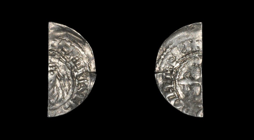 Norman Henry I - Exeter - Facing Bust Cut Halfpenny 1117 AD, BMC type 10. Obv: facing bust with +