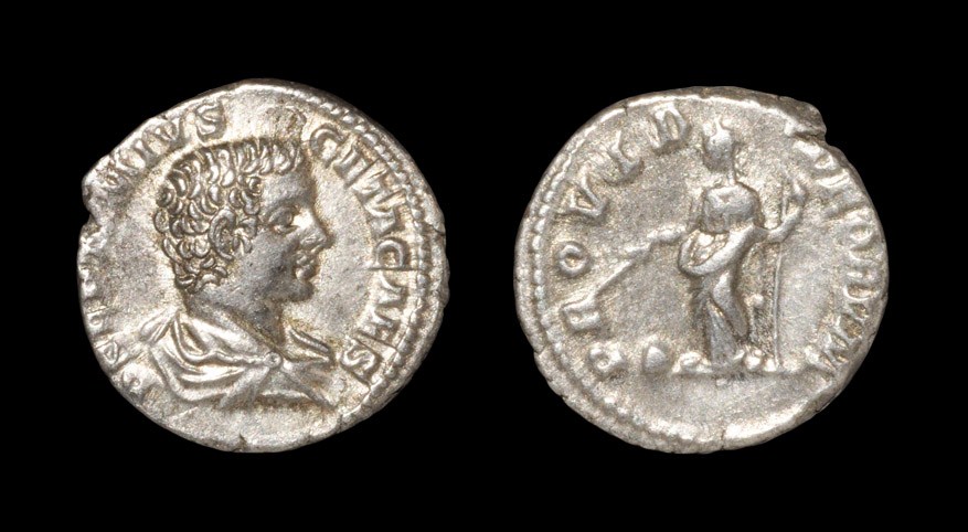 Roman Geta - Providentia Denarius 203-208 AD, Rome mint. Obv: P SEPTIMIVS GETA CAES legend with