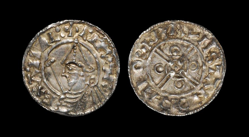 Anglo-Saxon Cnut - Thetford / Brunstan - Helmet Penny 1024-1030 AD, BMC type xiv. Obv: profile bust