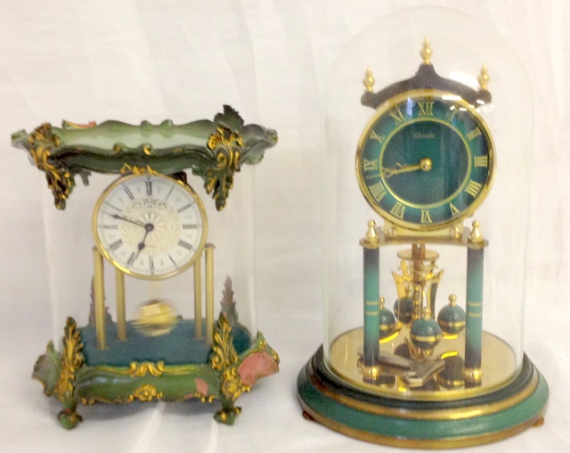 Two mantle clocks with domed covers