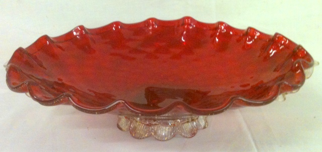 Murano red glass bowl