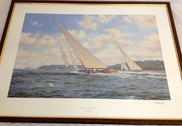 Candida and Astra racing off Cowes signed J. Steven Dews, 375/950 73 x 93 cm