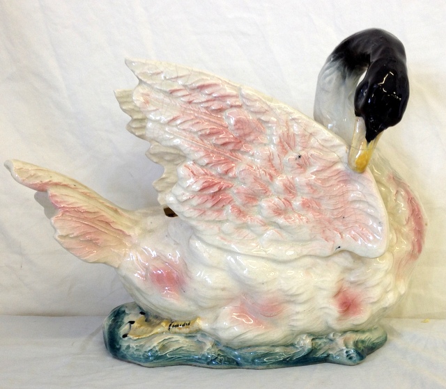 Pottery swan flower vase