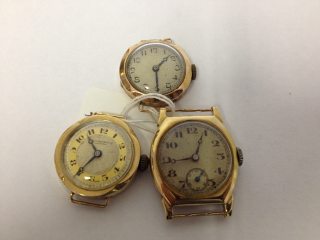 Three ladies gold wrist watches