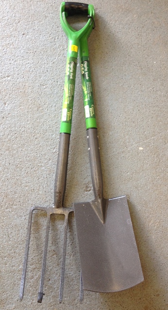 A digging fork and spade