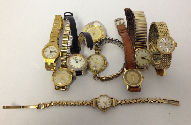 Selection of ladies watches including gold