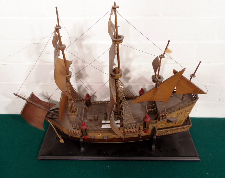 Model of a two mast sailing shop on stand "Ark Royal"