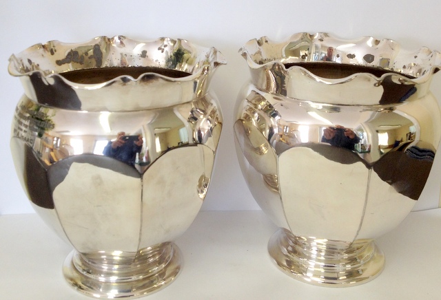 Pair of silver plated vases