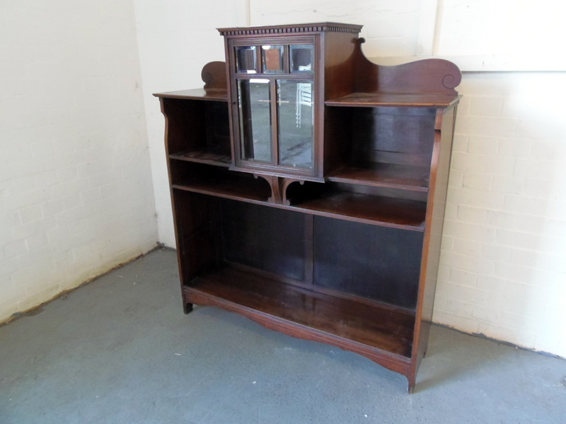 Victorian mahogany bookcase with glass display cupboard