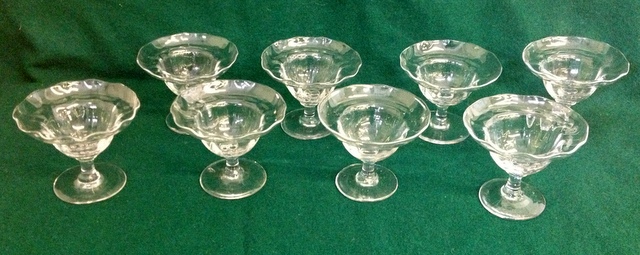 Eight Victorian glass sundae dishes