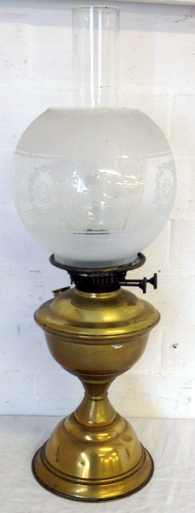 Brass oil lamp.