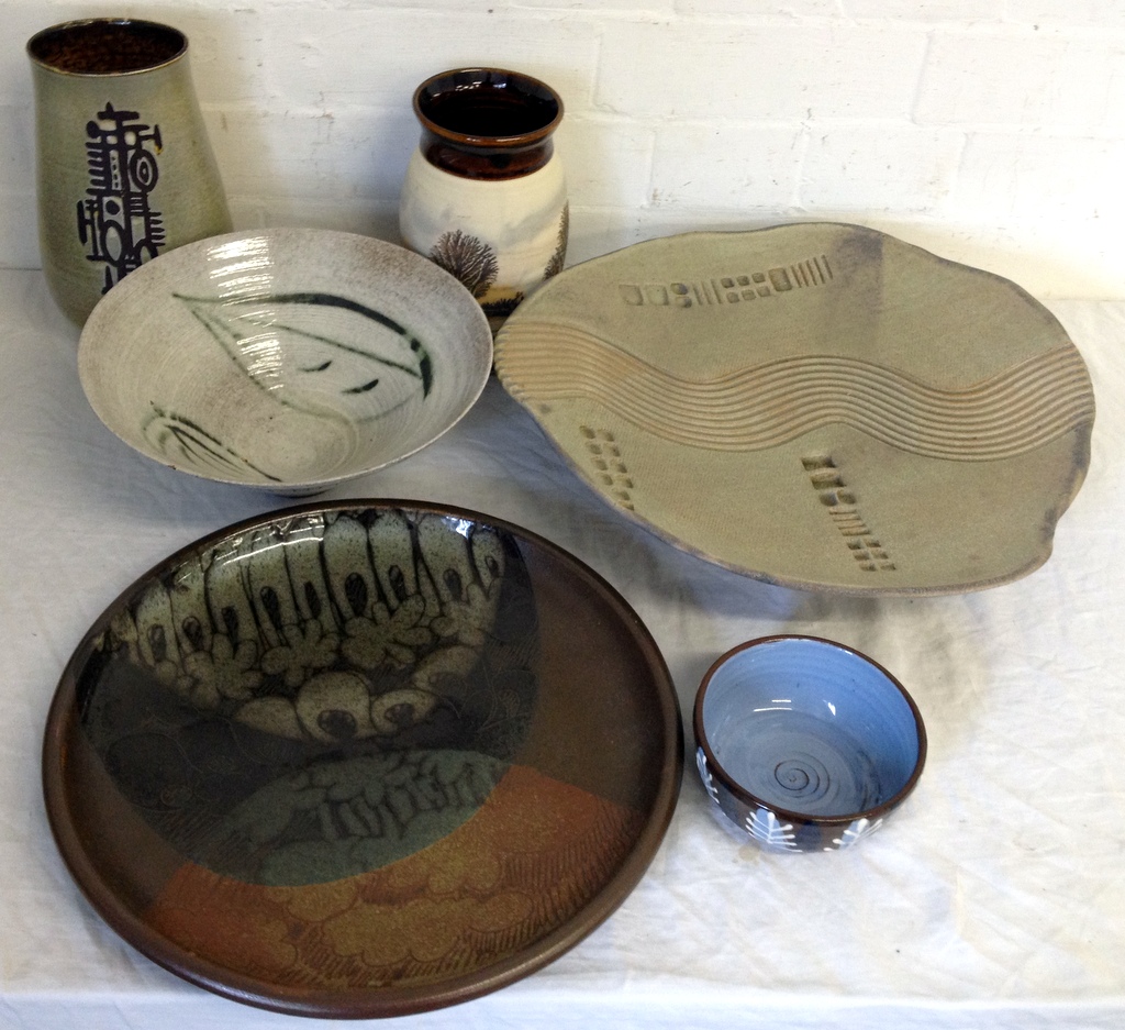 Studio pottery including Rye and Somersham.