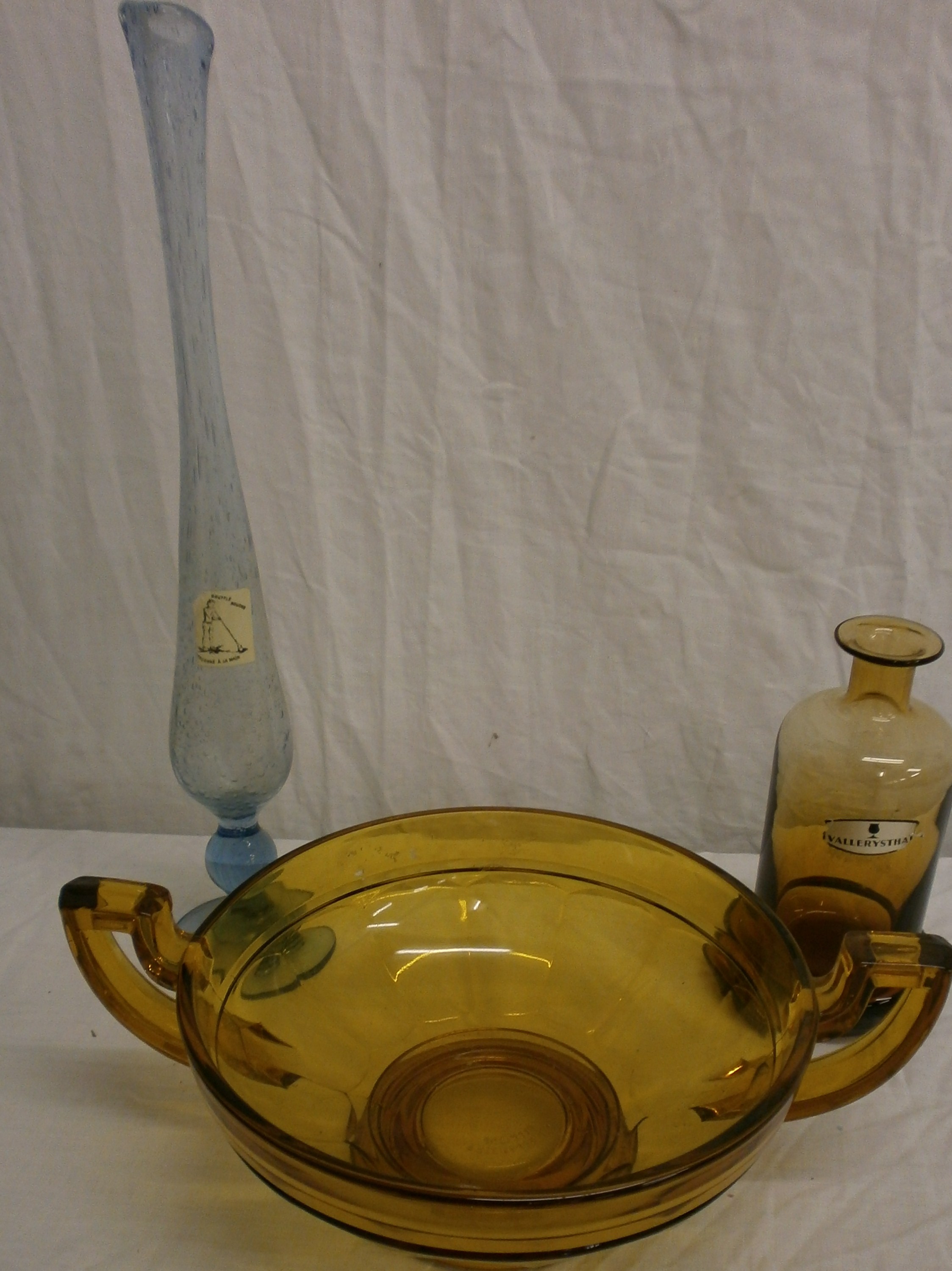 a 1930`s Vale St Lambert Belgium bowl and 2 vases