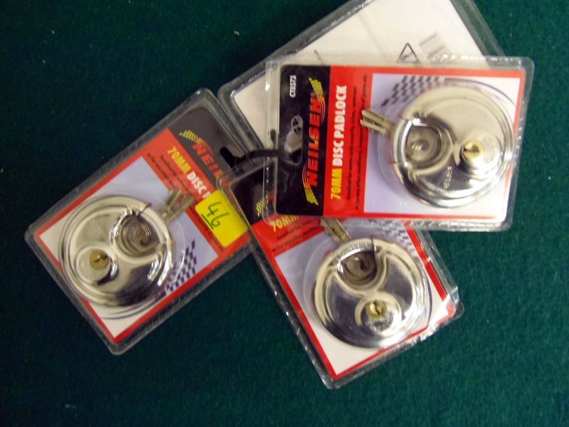 Four 70mm discus padlocks