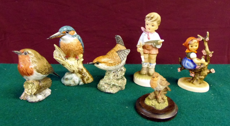 Gobel girl, boy and four bird figures