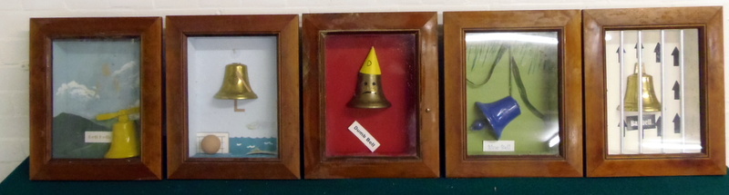 Five framed bells