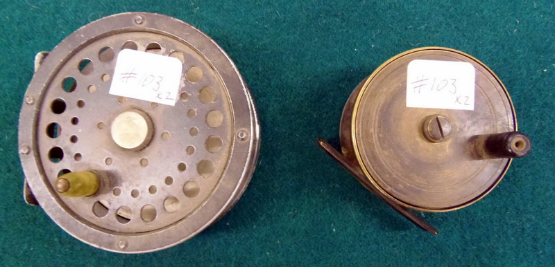 Two old metal fishing reels