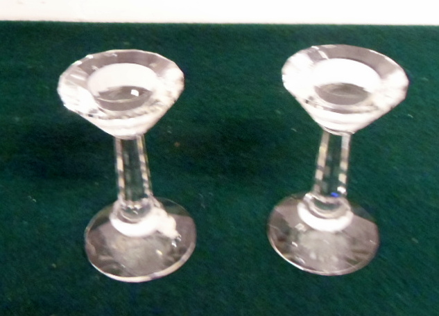 Pair of cut glass candlesticks