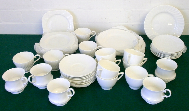 Two part tea sets in white