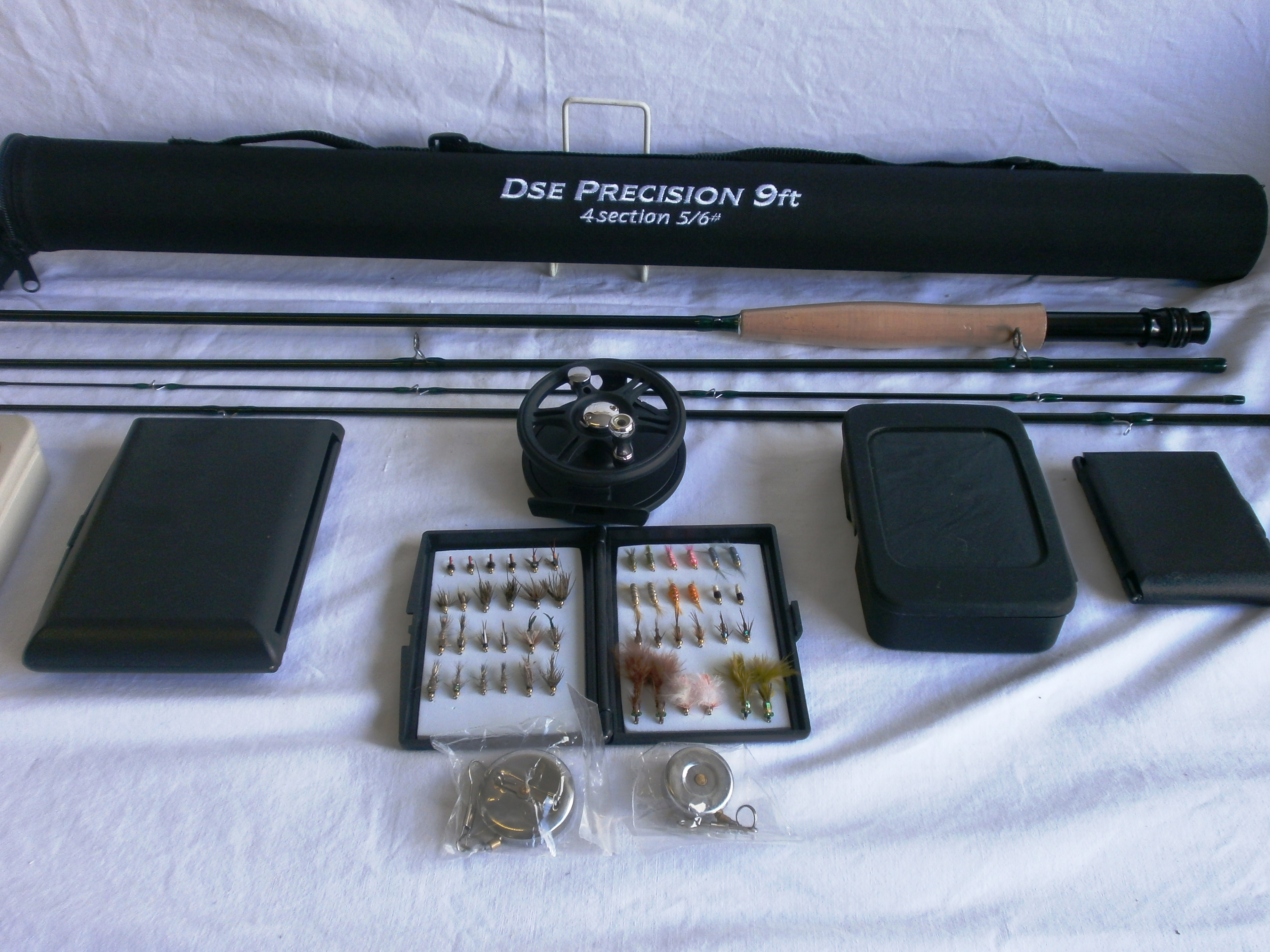 Fly fishing rod, flies and accessories