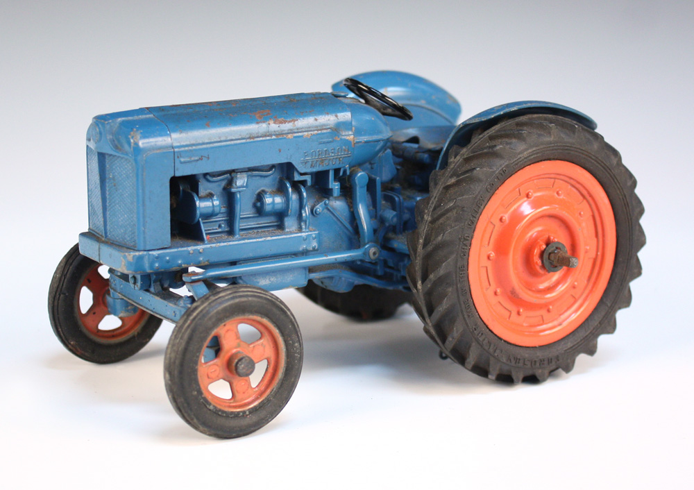 A Chad Valley die-cast clockwork Fordson Major tractor with opening bonnet and working steering (