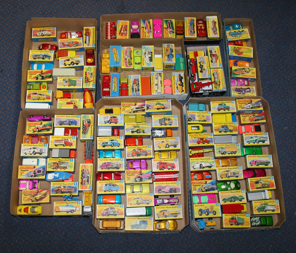 A collection of Matchbox 1-75 cars and commercial vehicles, mostly Superfast, including a No. 1