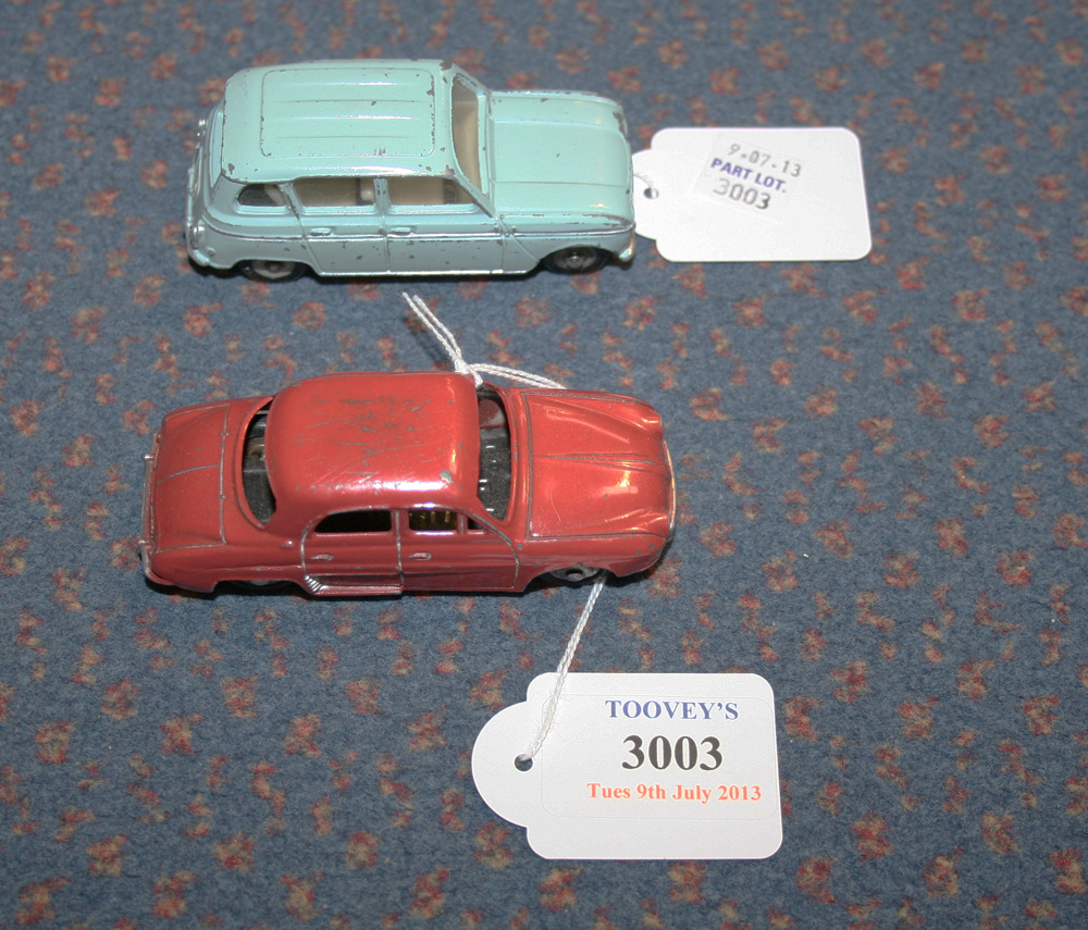 A French Dinky Toys No. 24e Renault Dauphine and a No. 518 Renault 4L (playwear, paint chips,