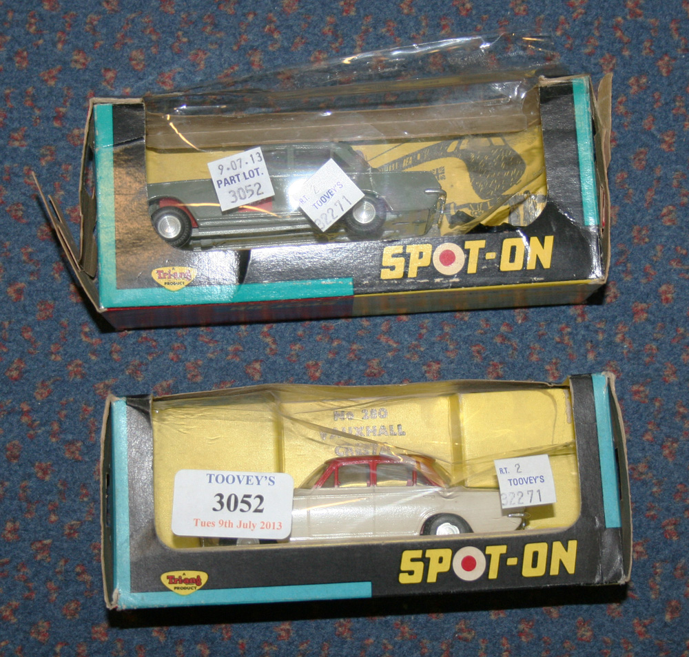 A Tri-ang Spot-On No. 280 Vauxhall Cresta, finished in red and cream, and a No. 405 BEA crew car and