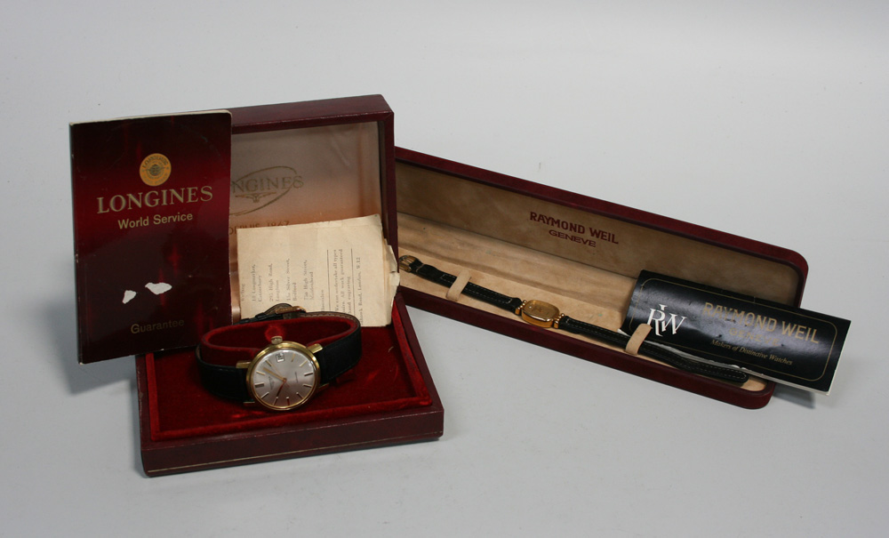 A Longines Automatic gilt metal fronted and steel backed gentleman`s wristwatch, the signed silvered